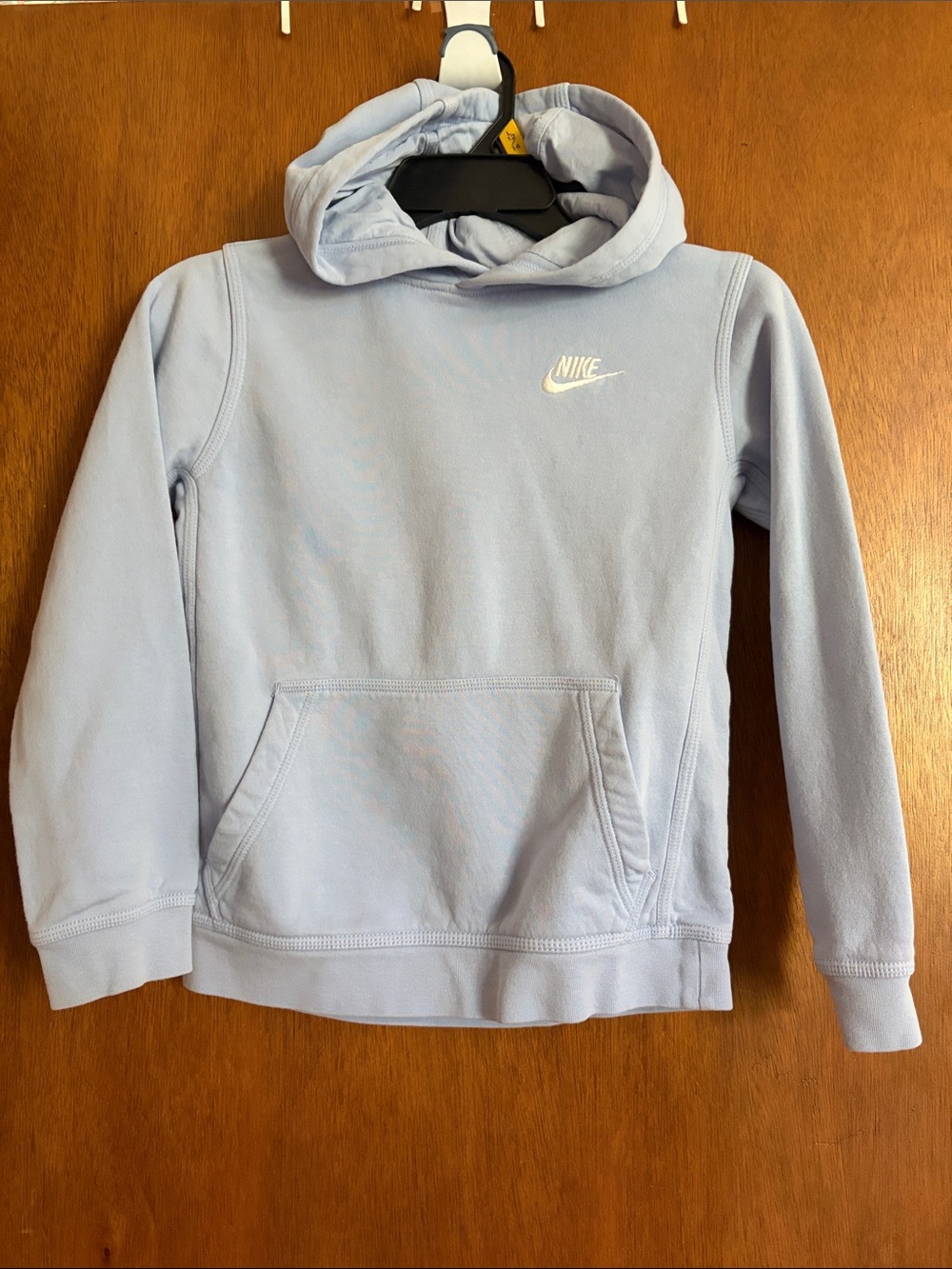 Nike Kids Light Blue Pullover Hoodie with White Swoosh